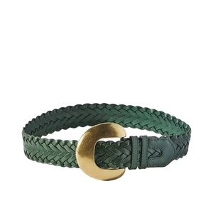 ANTHROPOLOGIE Woven Green Waist Leather Belt